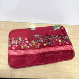 A08133 Soft Plush Floral Velvet Door Mat & Floor Runner