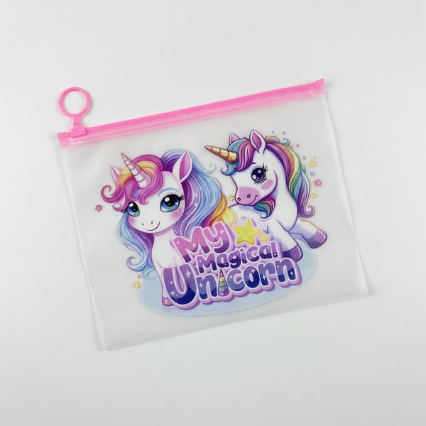 A08137 Printed Cartoon Zipper Stationery Pouch - 17x20 cm