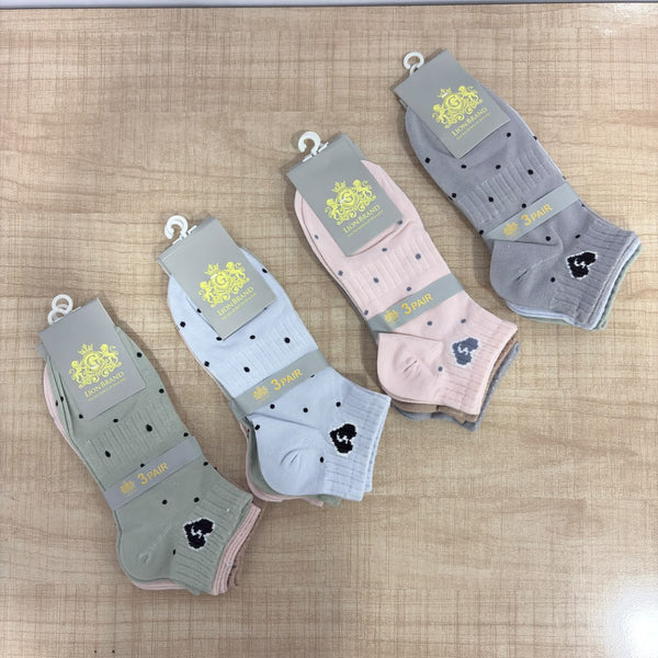 A08156 JSR YB10 Women's Ankle Length Cotton Grip Socks (Pack of 3 Pairs)