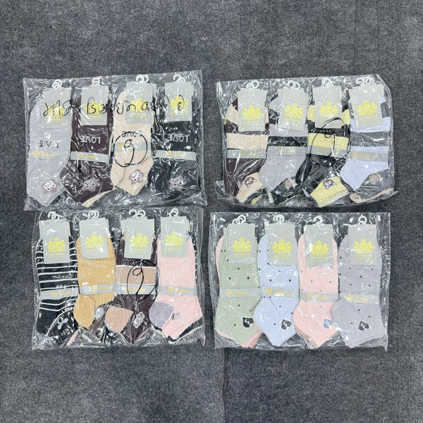 A08156 JSR YB10 Women's Ankle Length Cotton Grip Socks (Pack of 3 Pairs)