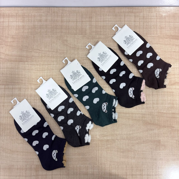 A08158 JSR 1111 Women’s Cute Bear Ear Ankle Socks with Fur Lining – (1 Pair)