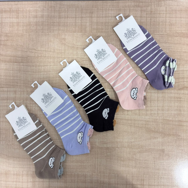 A08158 JSR 1111 Women’s Cute Bear Ear Ankle Socks with Fur Lining – (1 Pair)