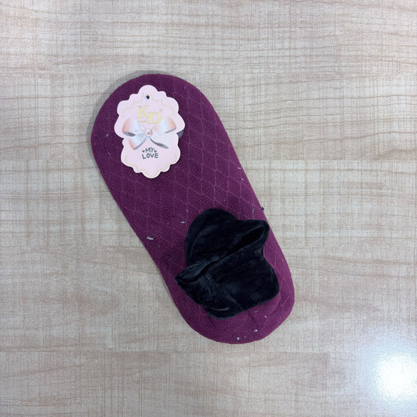 A08166 JSR 138 Embossed Plain Fleece Winter Belly Slipper Socks for Women (1 Pair)
