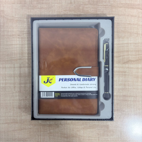 A08169 JC Premium PU Leather Executive Personal A5 V Clip Diary & Pen Gift Set