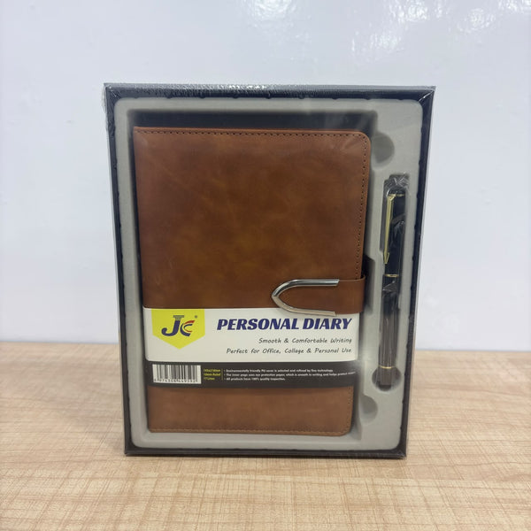 A08169 JC Premium PU Leather Executive Personal A5 V Clip Diary & Pen Gift Set