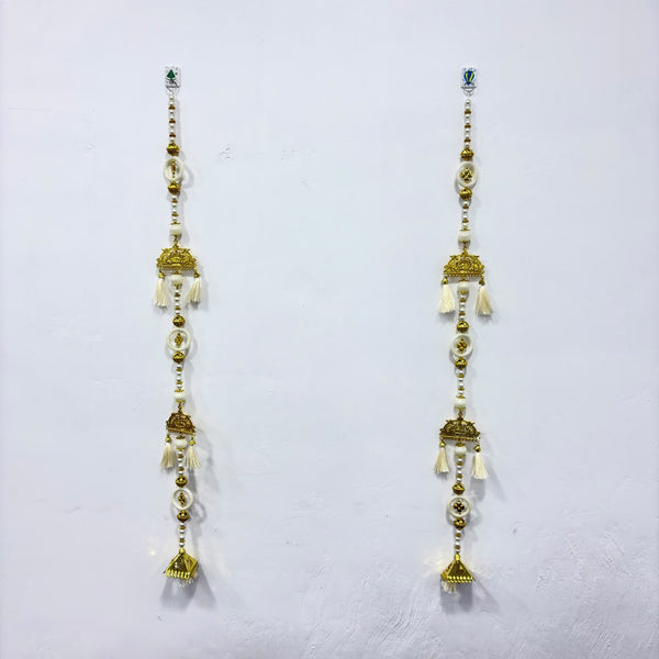 A08170 D-107 Pearl & Golden Hanging Toran Ladi Pair (3 Feet) for Door & Festive Wall Decor