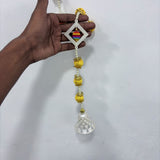 A08173 D-113 Decorative 3 Feet Pearl & Golden Bead Door Hanging / Wall Side Hanging (Pair)