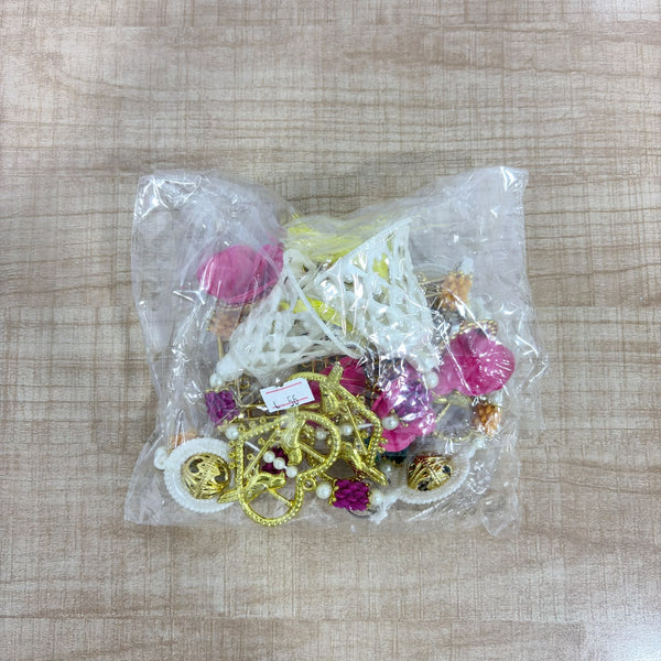 A08174 L-56 Designer Golden & Floral Decorative Door Hanging Latkan (Set of 2)