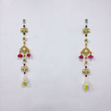 A08174 L-56 Designer Golden & Floral Decorative Door Hanging Latkan (Set of 2)