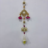 A08174 L-56 Designer Golden & Floral Decorative Door Hanging Latkan (Set of 2)