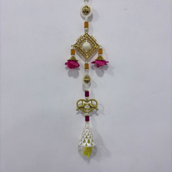 A08174 L-56 Designer Golden & Floral Decorative Door Hanging Latkan (Set of 2)