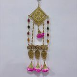 A08175 L-52 Fancy Door Hanging Latkan Pair with Golden Lotus & 'WELCOME' Plate (Jodi)