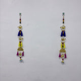A08176 L-53 Decorative Multi-Color Latkan Pair (Jodi) with Golden Peacock & Kalash Embellishments