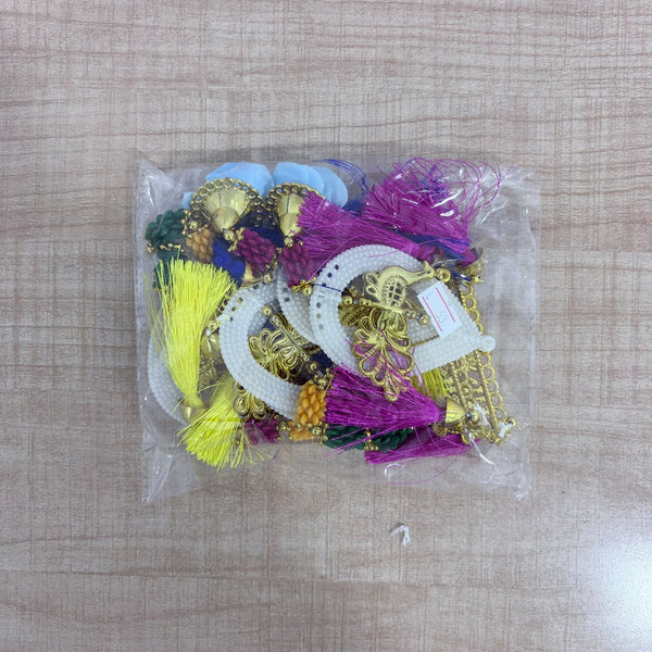 A08176 L-53 Decorative Multi-Color Latkan Pair (Jodi) with Golden Peacock & Kalash Embellishments