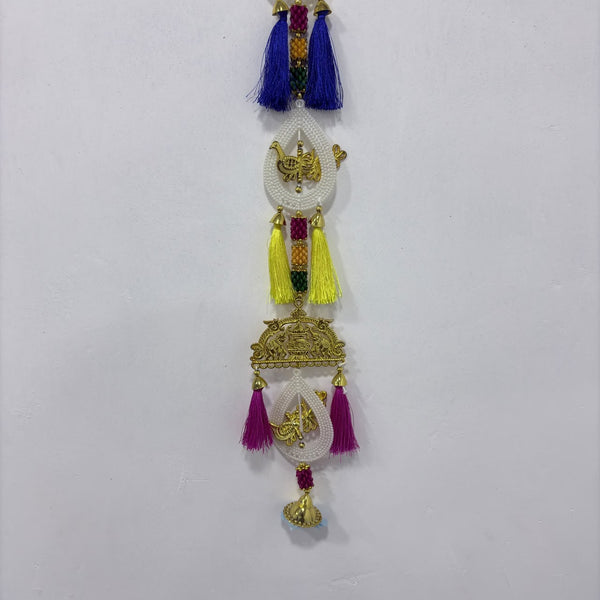 A08176 L-53 Decorative Multi-Color Latkan Pair (Jodi) with Golden Peacock & Kalash Embellishments