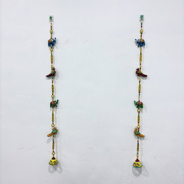 A08179 L-51 Decorative Elephant & Bird Hanging Latkan Pair for Door & Wall Decor (Set of 2)