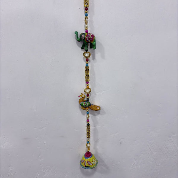 A08179 L-51 Decorative Elephant & Bird Hanging Latkan Pair for Door & Wall Decor (Set of 2)