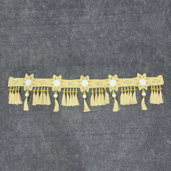A08182 B-267 Elegant Cream & Gold Pearl Beaded Floral Toran Door Hanging