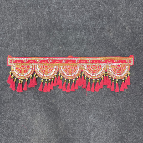 A08185 B-268 Traditional Red & Gold Pearl Tassel Door Toran