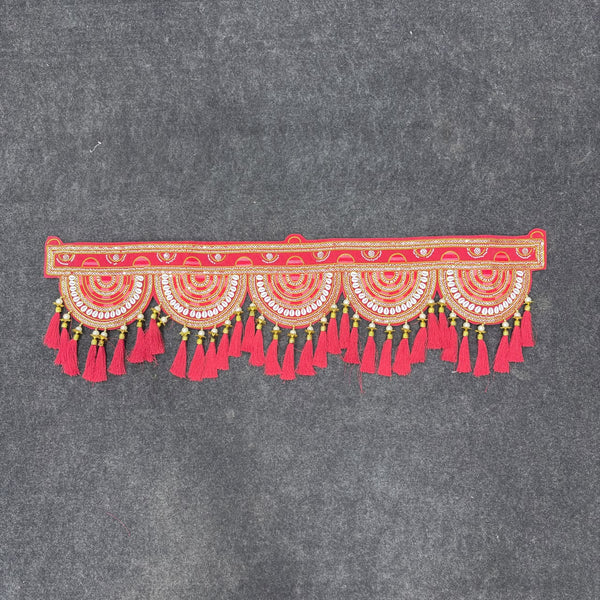 A08185 B-268 Traditional Red & Gold Pearl Tassel Door Toran
