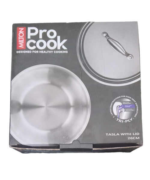 AM0973 Milton Pro Cook Tri-ply Silver Triply Tasla 26cm Designed For Healthy Cooking