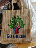 AM0034 Printed Eco-Friendly Jute Bag with Zip Closure