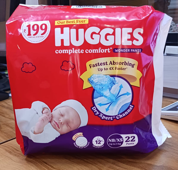 AM2019 Huggies Dry Pants Complete Comfort NB/XS (5 kg) Pack Of 22