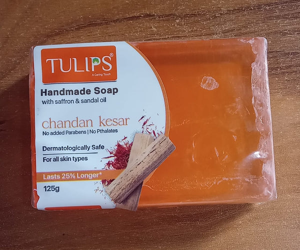 AM2061 Tulip Handmade Soap Chandan Kesar With Saffron & Sandal Oil