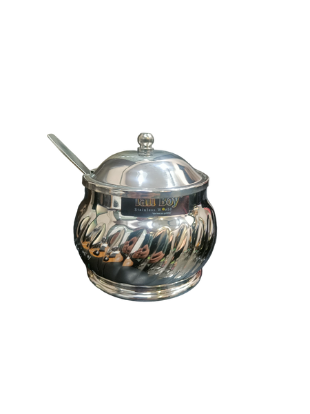 AM2210 Tall Boy designer ss Aarya Ghee Pot with Lid and Spoon 300ml