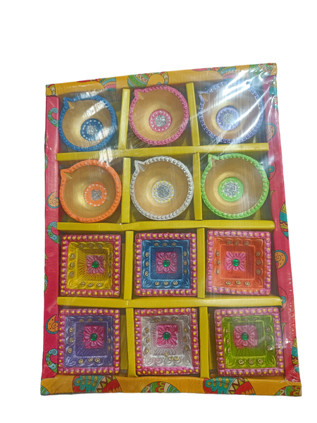 AM0210 Handmade Decorative Diyas For Diwali Decoration ( 12 Pcs)