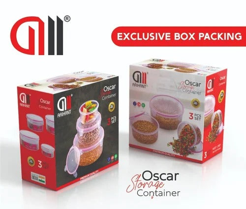 AM2263 Oscar Storage Container Air Tight Container set of 3 pcs 250ml , 500ml, 1000ml