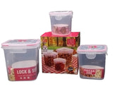 AM2267 Lock & Seal Ultra Storage Container Square Shape ( 250ml, 500ml, 1000ml ) 3 Pcs Set