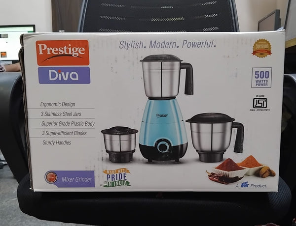 AM2273 Prestige Diva Mixer Grinder 500W, 3 stainless Steel Jars