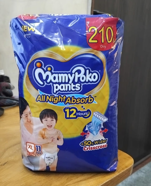 AM2310 MamyPoko Pants Extra Absorb Baby Diapers XL 11 Count, 12-17 kg