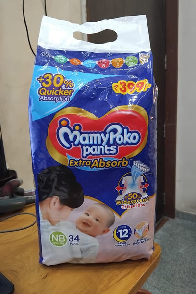 AM2294 MamyPoko Pants Extra Absorb Newborn Pant Style Diaper NB 5 Kg 34 Pants