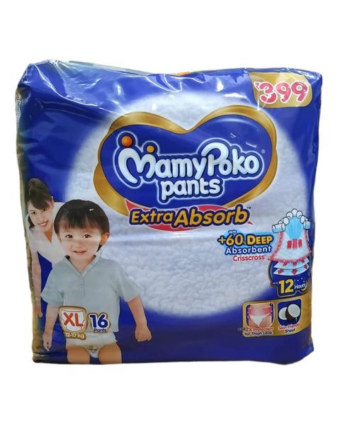 AM2297 MamyPoko Pants Extra Absorb Baby Diapers XL 16 Pants 12-17 kg