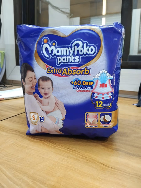 AM2291 MamyPoko Pants Extra Absorb Baby Diapers Small 14 Pants 4-8 kg