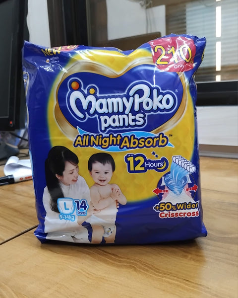 AM2309 MamyPoko Pants All Night Absorb Pants Baby Diapers Large 14 Pants 9-14 Kg