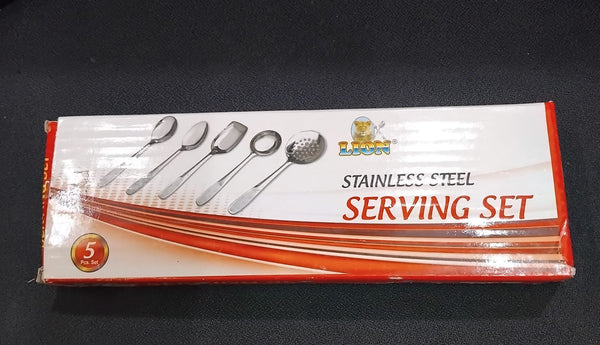 AM2341 Lion Red Rose Stainless Steel Handel Utensils Spoons Serving Cooking Tool Set 5 Pcs