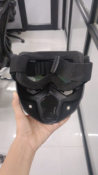 3169 Motorcycle Face Mask - UV Protective ,Anti-Scratch Goggles with Detachable Dust Filter Mask