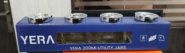 AM2510 Yera Utility Jars JB200ml Multipurpose Glass Jars Set Of 4Pcs