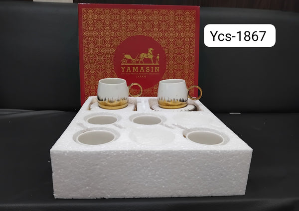 AM2558 Yamasin Ceramic  (Gold, White, Cup and Saucer Set) YCS1867