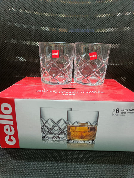 AM2603 CELLO Old Fashioned Tumbler 340 ml  Drinking Glasses Set of 6