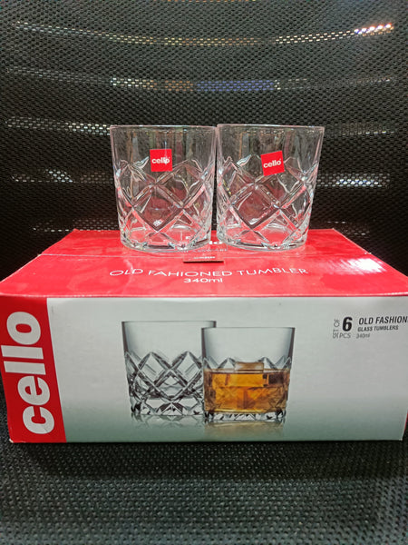 AM2603 CELLO Old Fashioned Tumbler 340 ml  Drinking Glasses Set of 6