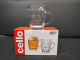 AM2589 CELLO Otello Beer Glass Mug Juice, Beer, Beverages -540ml Set of 2, Clear