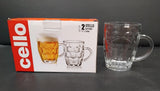 AM2589 CELLO Otello Beer Glass Mug Juice, Beer, Beverages -540ml Set of 2, Clear