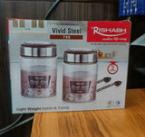 AM2632 Rishabh vivid steel 750 Container 2 Pcs Set with spoon