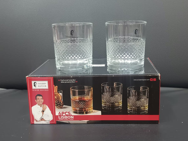 AM2586 Sanjeev Kapoor SKB-930 Glass Set Whisky Glass 330 ml, Clear (Pack of 6)