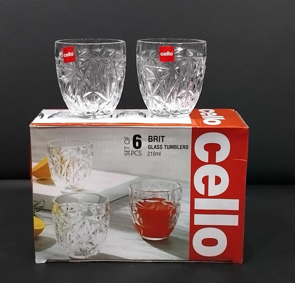 AM2685 CELLO Brit Tumbler Glass 210ml set of 6