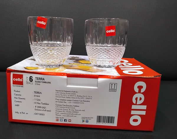 AM2688 CELLO Terra Tumbler Glass 210ml set of 6